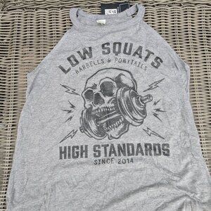 Barbells And Ponytails "Heavy Metal" Flowy High Neck Tank Top NEW